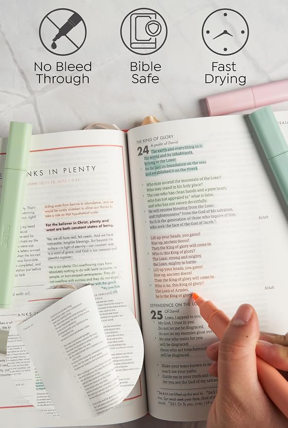 BLIEVE Bible Highlighters No Bleed Through, Chisel Tip, 5 Pack