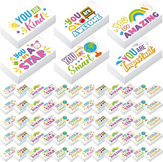 Resurhang 180 Pcs Erasers Bulk for Kids Inspirational Pencil Erasers Bulk for Drawing Motivational Big Eraser School Supplies for Classrooms Back to School Office (Inspirational,White)
