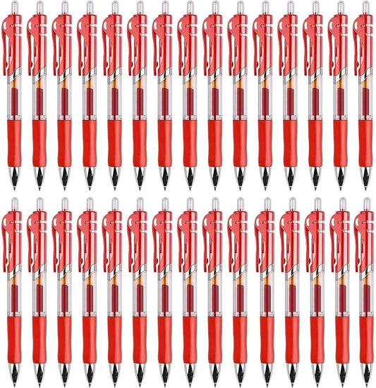 30pcs Red Gel Ink Pens for Writing, 0.5 mm Pens Fine Point Smooth Writing Pens for Journaling, Bulk Retractable Rollerball Pens for School Office.