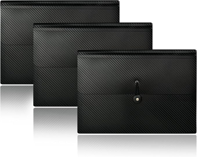Cesil 3Pcs Expanding File Folders, 13 Pockets File Organizer Accordion File Holder with Elastic Buckles Closure, A4 Paper Document Organizer for Home School Office