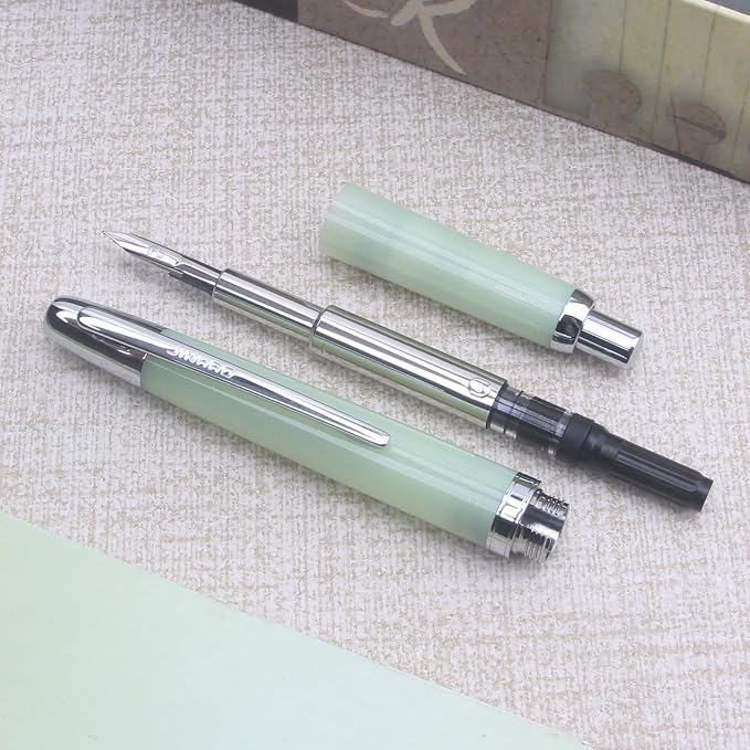 JINHAO 20 Celestial Jade silver Clip Resin Press Fountain Pen F Ink Pen With Converter Stationery School Supplies