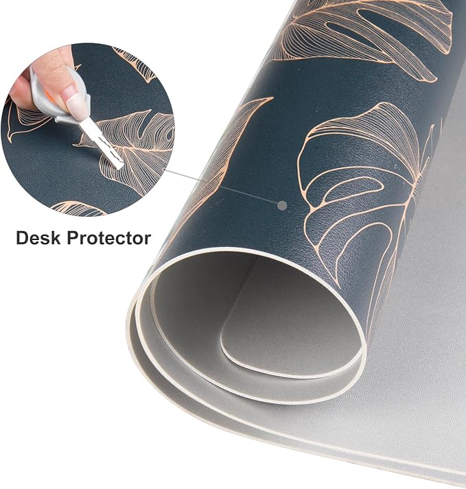 Colorful Star Monstera Leaves PU Leather Desk Mat, 31.5" x 15.7" | Large Waterproof Non-Slip Gaming Mouse Pad, XXL PC Laptop Protector Pads, Desk Writing Pads for Office Home