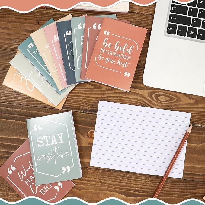 Fulmoon 30 Pcs Mini Notebooks Bulk Small Inspirational Pocket Notebooks Mini Journals Bulk Employee Appreciation Gifts Motivational Notepads for First Day of School Teacher Coworkers (Multicolor)