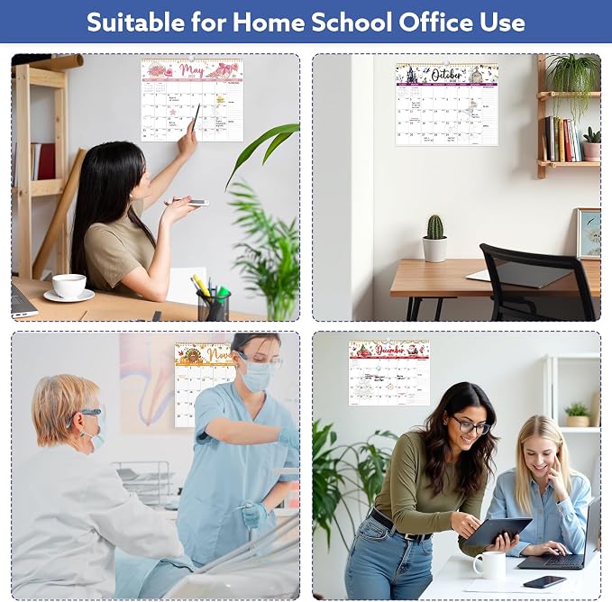 2026-2027 Wall Calendar, 14.5" x 11.8" 18 Month Watercolor | July 2026-December 2027 120Gsm FSC-Certified Paper Monthly Calendar, Twin-Wire Binding, Ruled Blocks, Holiday Reference