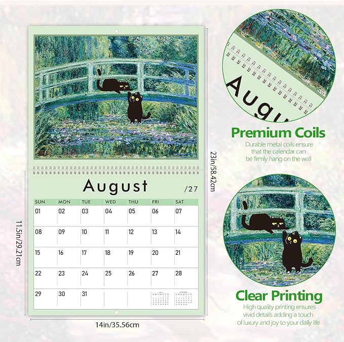 GuassLee Cat Wall Calendar 2026-2027, Vertical Wall Calendar 2026, 19-Months Hanging Art Calendar Jun. 2026 to Dec. 2027, 14" x 23" Monthly Planner Wall with Thick Paper for Office School Home Teacher
