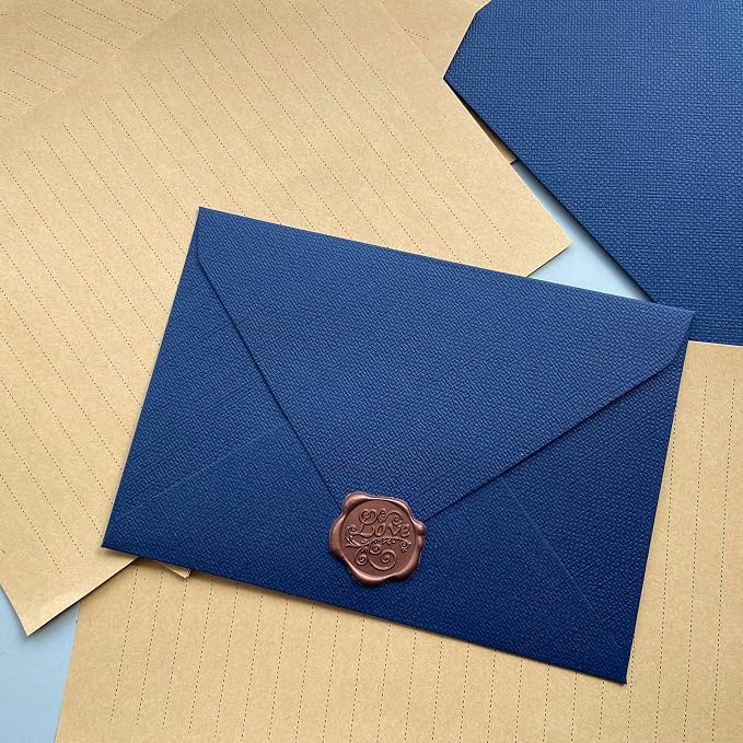 Tuhangcc Stationery Writing Paper and Envelopes Set with Jute Rope 4 X 6 for Writing Letter, (20 Best Paper with 10 Heavyweight envelopes),by Better Gift Office Products (Blue)