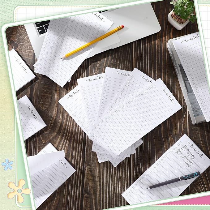 Censen 10 Pack 500 Sheets to Do List Notes Daily Checklist Notepad with 50 Sheets Undated Memo Pad Color Block Shopping List Weekly Plan Notepad Organizer Planners(White,Lined)