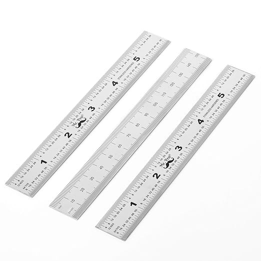Mr. Pen- Machinist Ruler, 3 Pack, 6 Inch, Stainless Steel Metric & Imperial | Precision Measuring Tool, 1/64, 1/32 Graduation for Engineering, Carpentry, Drafting, Office, School