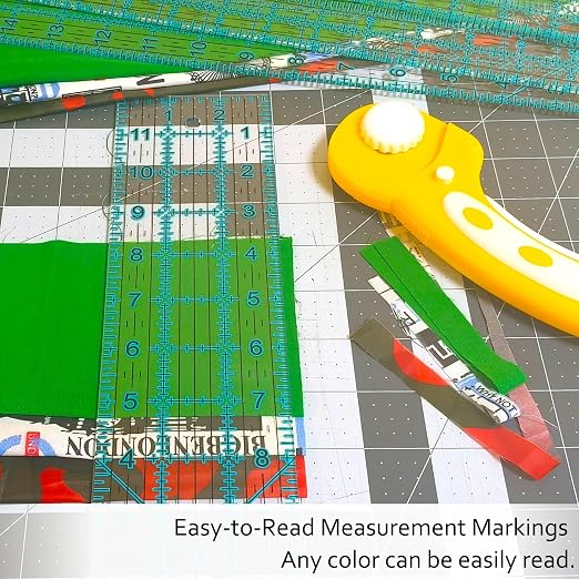 Sewing Ruler,5 Piece Quilting Rulers,3 x17 Inch,1.5 x17 Inch,3 x12 Inch,1.5 x10 Inch,1 x6 Inch,Acrylic Ruler,Cutting Ruler with Non-Slip Rings (Blue)