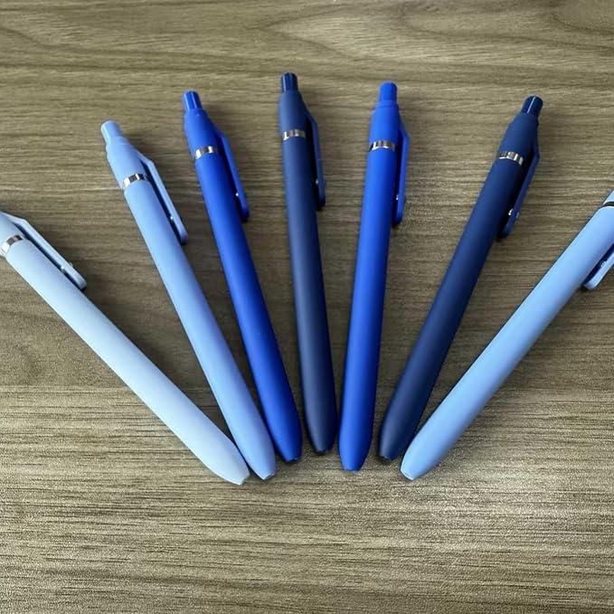 thinkor Gel Pens Black Ink, 7 Pcs 0.5mm Quick Dry Fine Point Smooth Writing Pens, Cute Office School Supplies Gifts for Women Student (7 Pcs Blue- Black Ink)