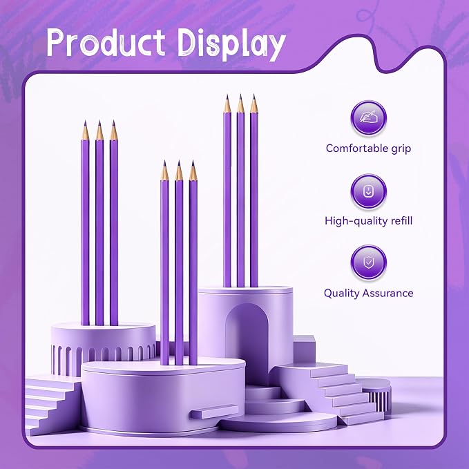 12 Piece Purple Colored Pencils Set with Sharpener, Pre-Sharpened Professional Wooden Art Pencils for Artists Drawing and Sketching, Premium Colored Tone Supplies Delivering Detailed Painting(Purple)