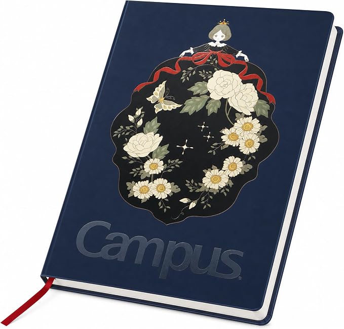 KOKUYO Lined Journal Notebook, A5 Hardcover Notebook for Women in 8mm Ruled, 100 Sheets Travel Journal in 5.5'' x 8'', Journaling, Writing, Work & Office, 70 GSM Japanese Smooth Paper, Navy