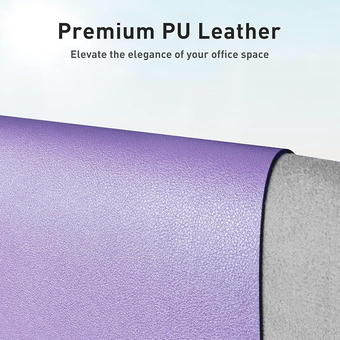 Aothia Faux Leather Desk Mat (Light Purple, 48" x 17") | Creates A Clean, Organized Workspace With One Surface For Your Keyboard, Laptop And Mouse