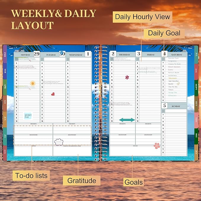 CAGIE Planner 2026-2027 18 Month July 2026-Dec 2027 Daily Calendar Weekly Monthly Hourly Planners Hardcover Large Yearly Agenda with Stickers Tabs for Women Work Mom, 8.5 x 11