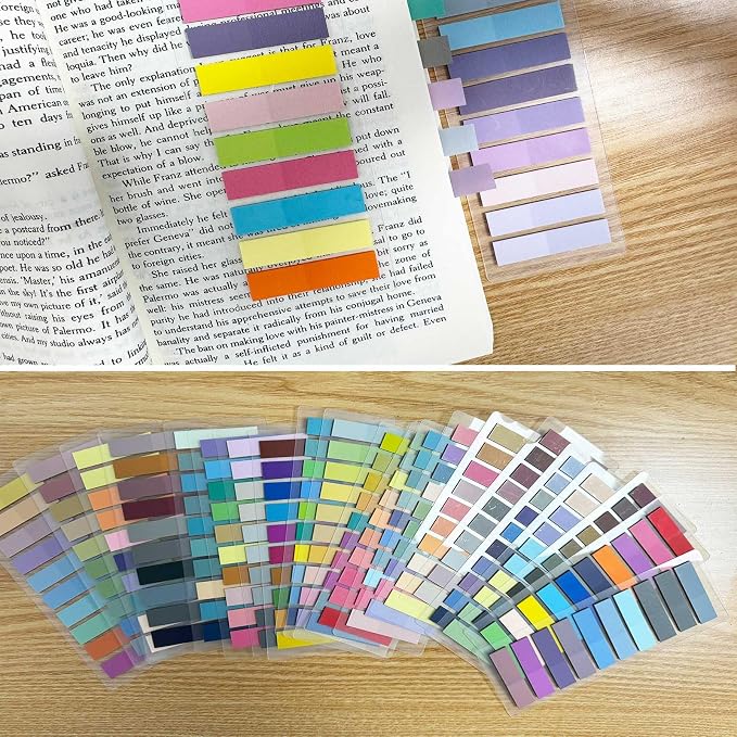 ELII 6000pcs Books Tabs for Annotating Page Tabs Morandi Sticky Index Tabs | Transparent Sticky Notes,Label Stickers,Index Tabs for Reading Notes, Classify File, Writable Repositionable,Bible Study