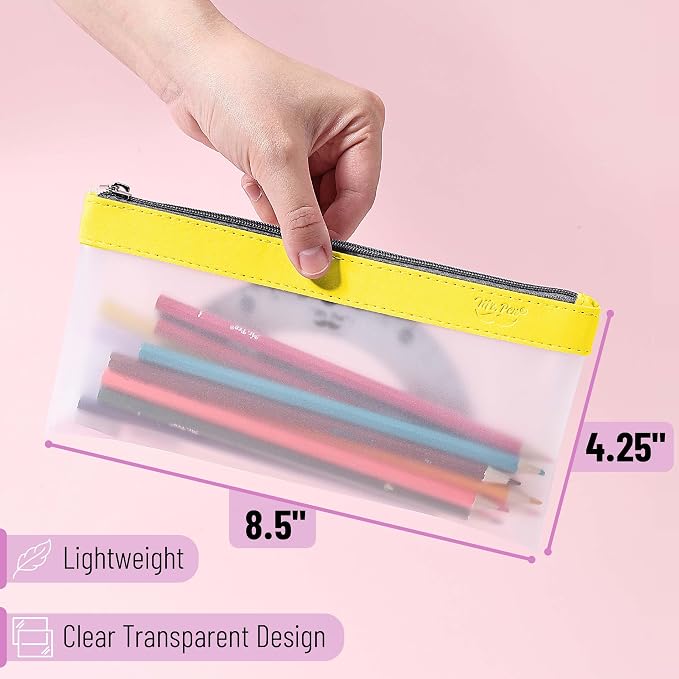 Mr. Pen- Clear Pencil Pouch, 8.50"x4.25", 3 Pack, Durable TPU Material | Medium Water-Resistant Pencil Bags with Smooth Zipper, Multipurpose Clear Pouch for Stationery, School, Office
