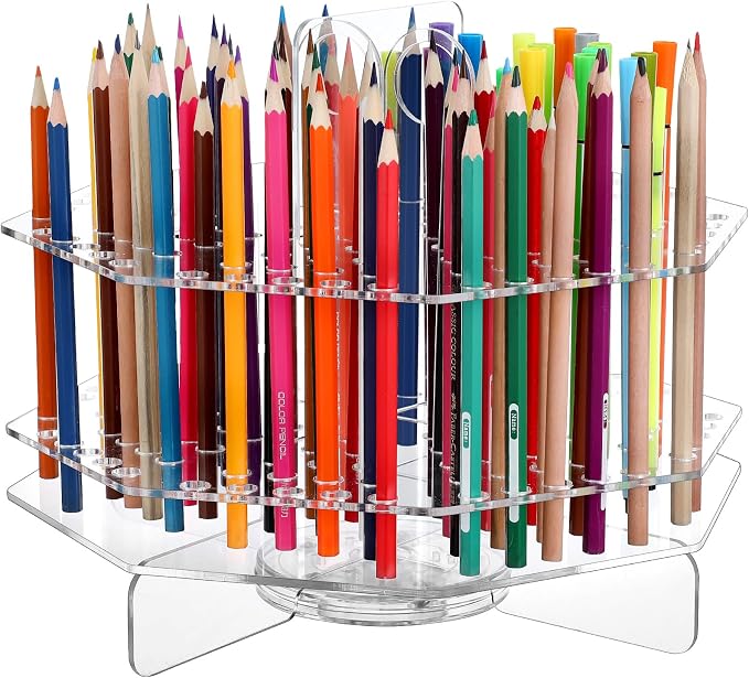 Eersida 120 Slot Acrylic Pen Holder Pen Clear Pencil Holder Display Stand Marker Organizer Acrylic Desktop Organizer the Hole Diameter Is 0.5 Inch for Art Supply Makeup Brushes Storage Craft Shows