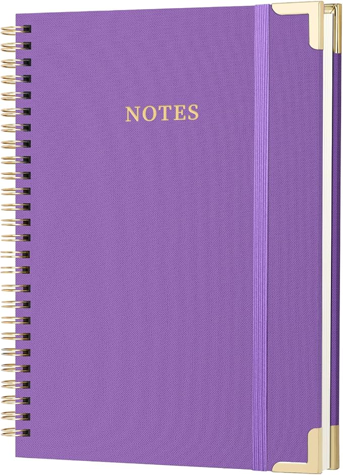 ALKALO A4 Large Spiral Notebook Journal, (8.5×11'') 100 Pages Linen Hardcover College Ruled Journaling For Work & Note Taking Thick Spiral Journal For Writing Daily Journal For Women & Men-Purple