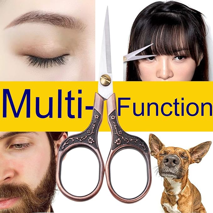 Small Sharp Scissors for Hair Cutting, Beard, Eyebrow, Nose, Facial Hair, Beauty | Sewing Trimming Scissors for Embroidery, Yarn Fabric, Thread, Craft & Crochet