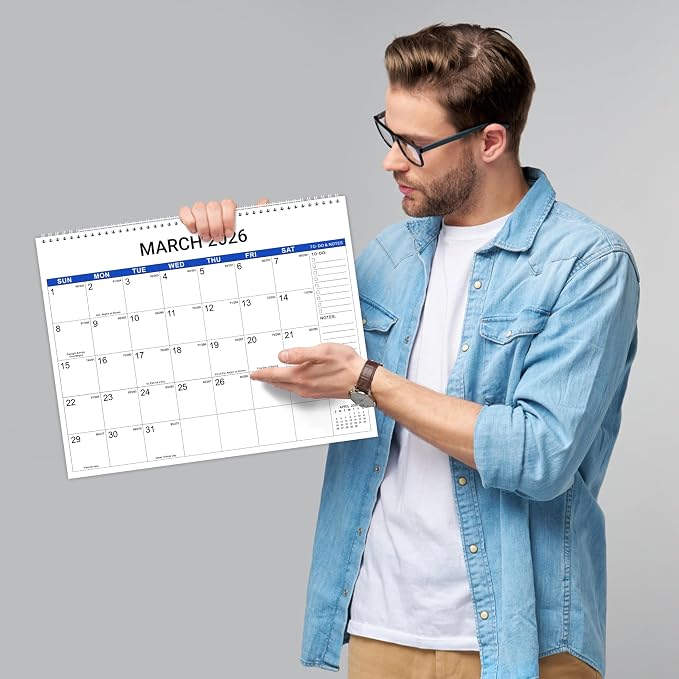 2026 Wall Calendar - 12 Months Wall Calendar, January 2026 - December 2026, 15" x 11.5", Large Writing Blocks, Suitable for Hanging on the Wall