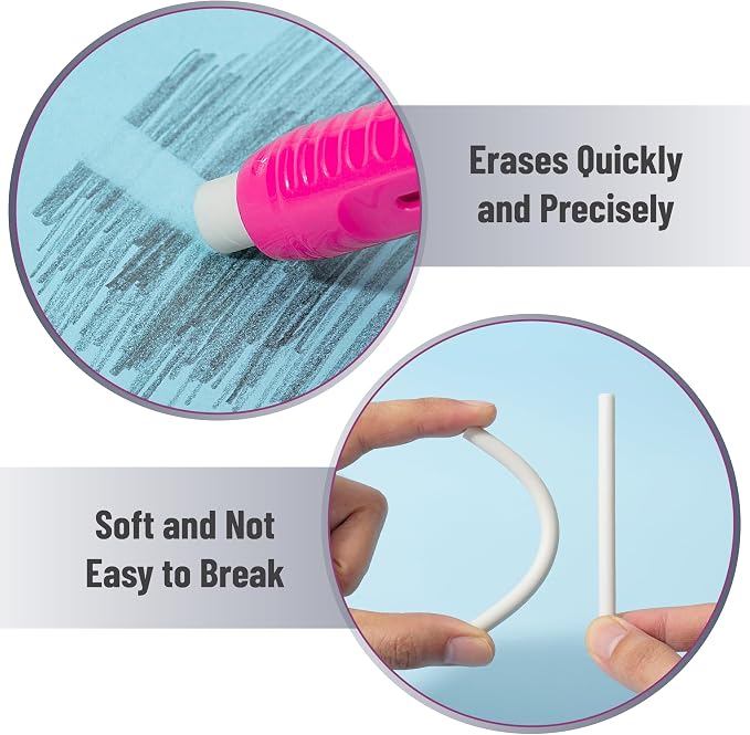 Mr. Pen- Retractable Mechanical Eraser Pens, 24 Pack, Pink & Blue Barrels | Bulk Latex-Free Precision Pencil Erasers for Artists, Students, Drawing, Sketching & Drafting