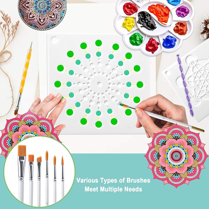 Augshy 58PCS Mandala Dotting Tools Set with a Blue Zipper Waterproof Storage Bag for Painting Rocks