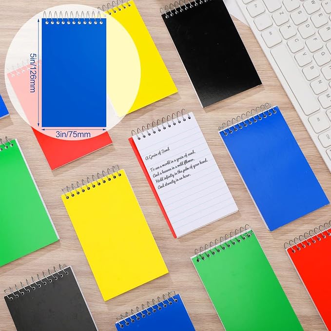 Leelosp 50 Pcs Small Spiral Notebooks 3 x 5 Inch, Pocket Memo Notepads with 75 Sheets Each, Mini Top Spiral Pads for Back to School Supplies Notes, Office Team, Nurses, Care Packages (Neon)