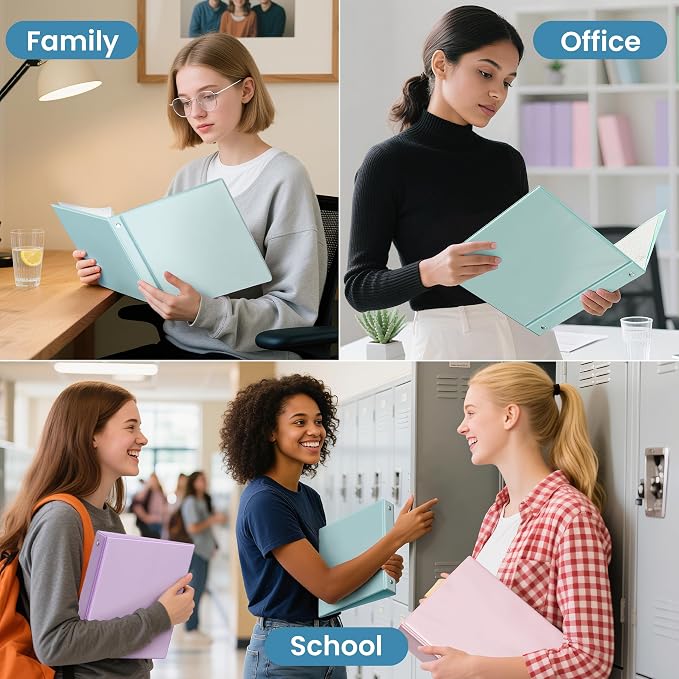 SUNEE 3 Ring Binders 2 Inch 4 Pack, Clear View Binder Three Ring PVC-Free (Fit 8.5x11 Inches) for School or Office Supplies, Blue