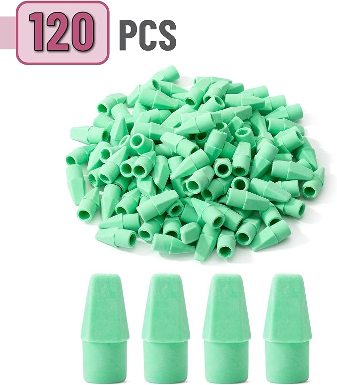 Mr. Pen- Pencil Erasers Toppers, 120 Pack, Green, Erasers for Pencils | Pencil Top Erasers, Pencil Eraser
