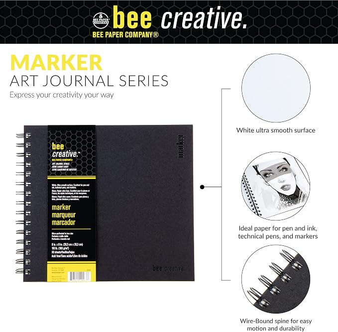 Bee Paper - 8" x 8" Creative Marker Drawing Journal