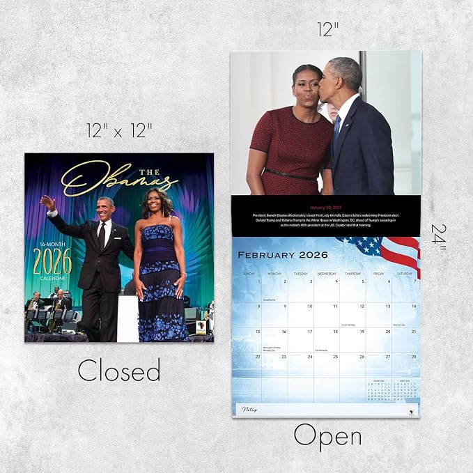African American Expressions 2026 Wall Calendar Gift – The Obamas – Monthly Calendar Celebrating Black Culture & History, 12x12 Hanging Calendar, 16 Months