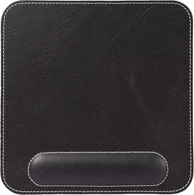 Londo Top Grain Leather Mouse Pad with Wrist Rest – Ergonomic Support, Non-Slip Base, Smooth Surface