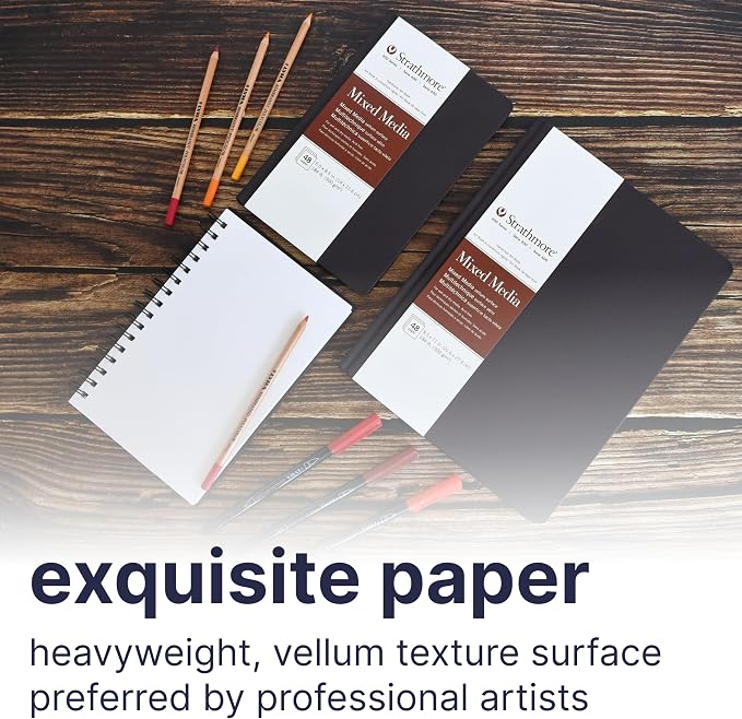 Strathmore 400 Series Mixed Media Paper Art Book, Matte Brown Cover, Natural White, Side Wire Binding, 20 Sheets, 5.5x8.5 inch