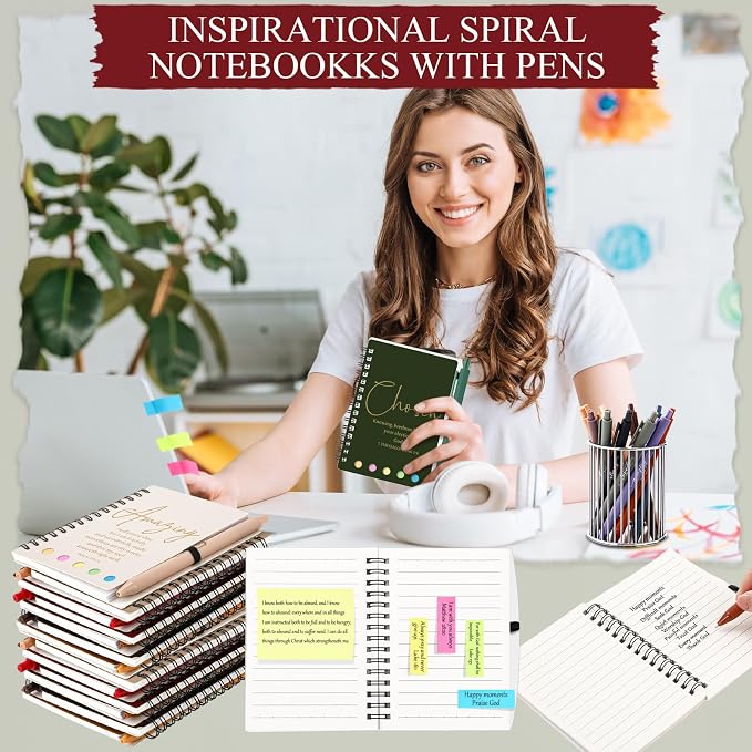 Kosiz 48 Sets/96 Pcs Christian Gifts Bulk Prayer Journal Scripture Notebook, Bible Pen (Simple,Bright Color)