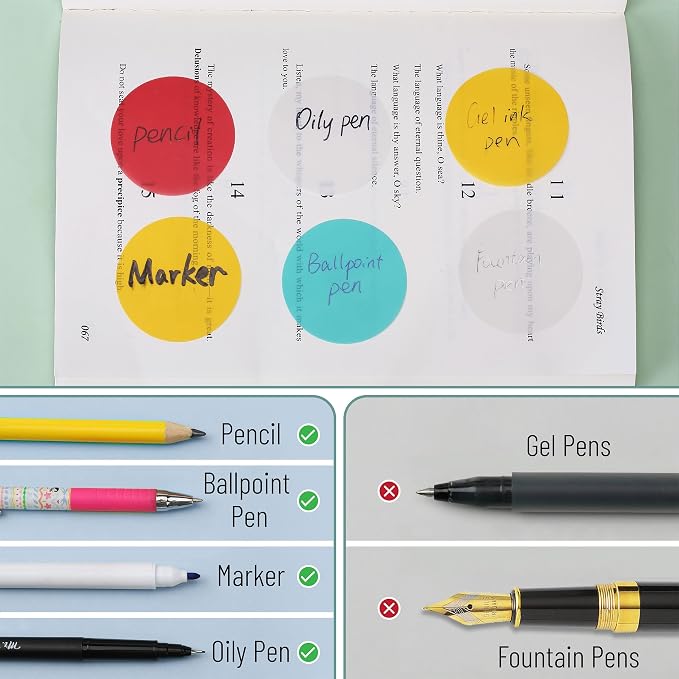 Mr. Pen- Round Transparent Sticky Notes, 1.8”, 4 Pads with Black Fineliner | 200 Sheets, Smooth Writing, Water-Resistant, Clean Removal, Easy-Peel Sticky Notes for Bible Journaling & Planning