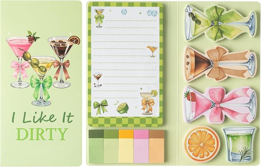 B1ykin Sticky Notes Set - 550 Sheets Memo Writing Pad Martini Design | Self-Stick Notes Pages, Teacher Appreciation Gift, School Office Supplies, I Like It Dirty Design