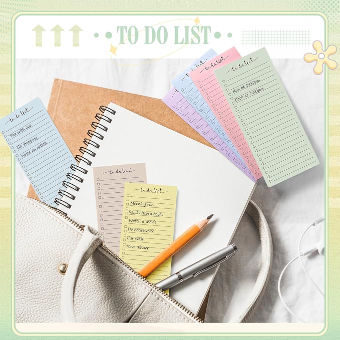 Censen 10 Pack 500 Sheets to Do List Notes Daily Checklist Notepad with 50 Sheets Undated Memo Pad Color Block Shopping List Weekly Plan Notepad Organizer Planners(Light Morandi,Lined)