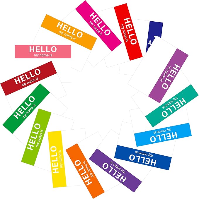 15 Colors 405 PCs Name Tag Sticker in for Themed Party School Office Home (3"x2" Each)