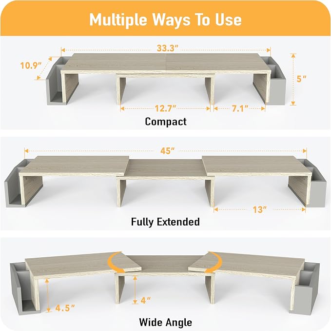 Simple Houseware Desk Dual Monitor Stand Riser with Drawer, Maple