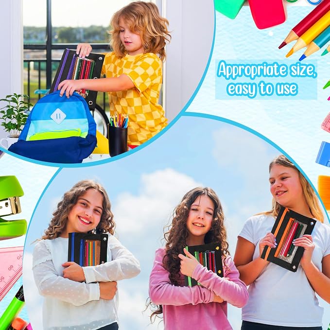 Zhehao 100 Pcs Zipper Binder Pencil Pouches:3 Ring Binder Pencil Pouches with Zipper Window Bulk Clear Pen Bags Case for Office School Classroom Supplies(Double Layer with Mesh Layer,Black)