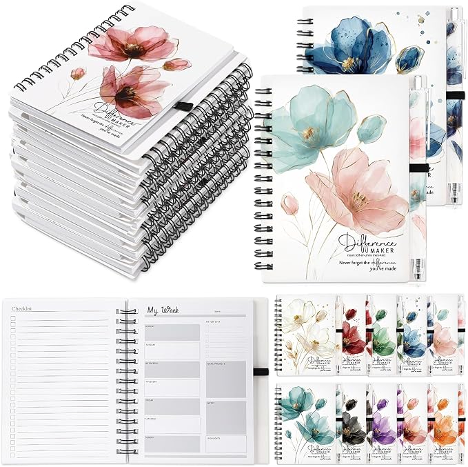 Tellingyou 20 Sets Difference Maker Employee Appreciation Gift for Coworkers to Do List Notebooks with Ballpoint Pens Note Pads Journal for Nurse Staff Team Graduation Teacher (Watercolor)