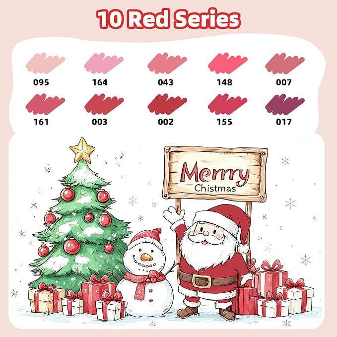 LIULIUCAI 10 Red Dual Markers, Fine & Brush Tip Pen for Adult Coloring | Bold Red Markers Brush Pens for Christmas Cards, Love Letters, Highlights Outlining, Signatures Illustration Gift