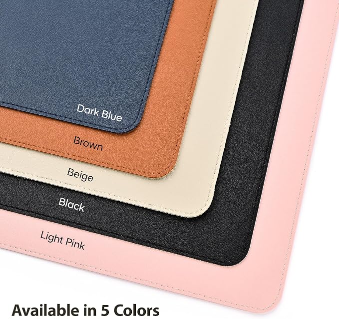 Leather Desk Pad Protector, Office Desk Mat, Large Mouse Pad, Non-Slip PU Leather Desk Blotter, Waterproof Computer Desk Writing Pad for Office and Home (Beige, 36" x 17")