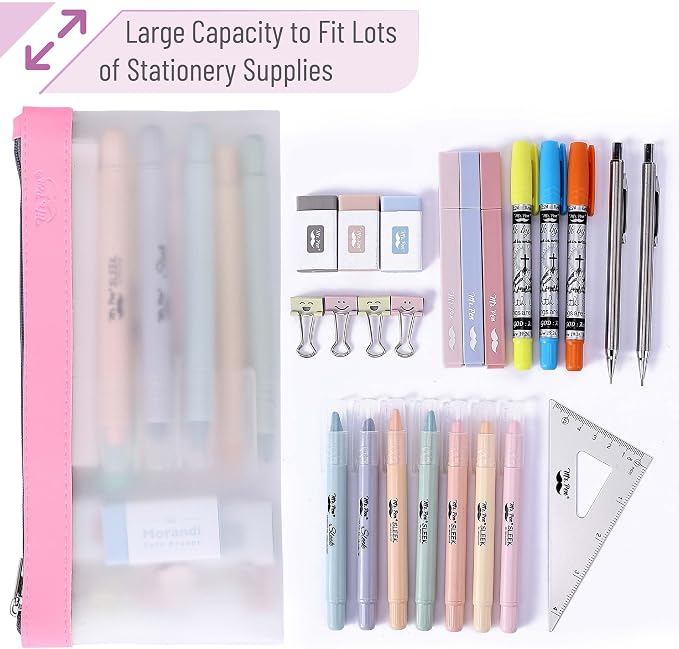 Mr. Pen- Clear Pencil Pouch, 8.50"x4.25", 3 Pack, Durable TPU Material | Medium Water-Resistant Pencil Bags with Smooth Zipper, Multipurpose Clear Pouch for Stationery, School, Office