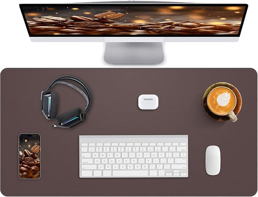 Desk Pad Mat - Leather Desk Pad Protector for Office and Home - Desk Organization and Accessories - Ideal for Large Mouse Pad and Desk Mats on Top of Desks(Coffee,31.5" x 15.7")