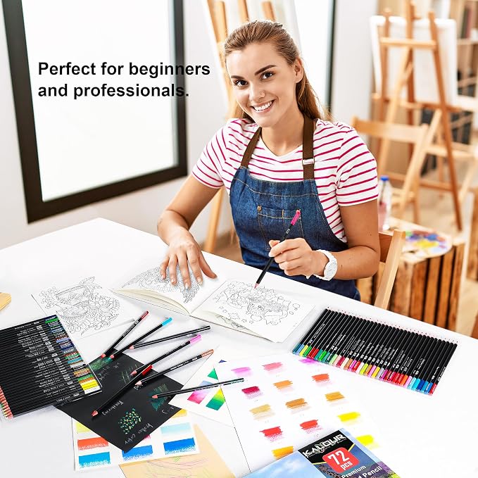 KALOUR 72 Count Colored Pencils for Adult Coloring Books, Soft Core,Ideal for Drawing Blending Shading,Color Pencils Set Gift for Beginners Artists