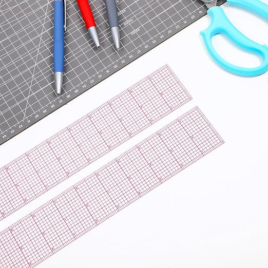 Clear Ruler for Sewing, 3 Pcs 2 × 12 Inch Flexible Plastic Grid Ruler | Transparent with Sandwich Scale Straight Measuring Tool for Pattern Grading Making Quilting DIY Crafts Clothes Design