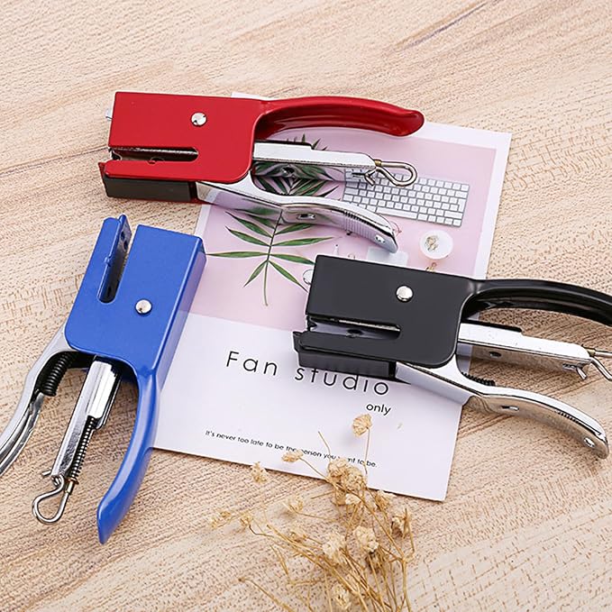 Heavy-Duty Handheld Plier Stapler with 1000 Standard 1/4" Staples, All-Metal Ergonomic Easy Grip Stapler, Smooth Jam-Free for Office, School, Home, Classroom Supplies, Documents, Receipts – Red