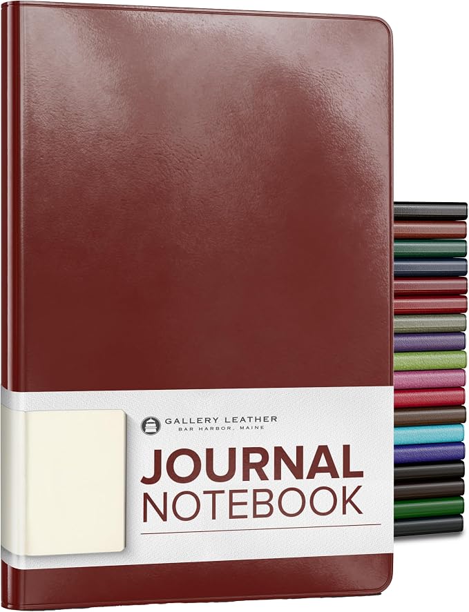 Gallery Leather Journal Notebook - 192 Pages, Softcover, For Men and Women, For Writing, Work & Travel, Handcrafted - Acadia Tan - 8 x 5.5, Desk Blank