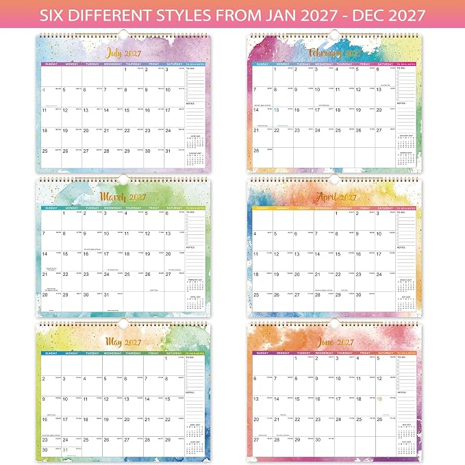 2027 Calendar - Wall Calendar 2027, 14.8'' x 11.5'', Jan. 2027 - Dec. 2027, Large Blocks, 2027 Wall Calendars with Julian Dates, Thick Paper